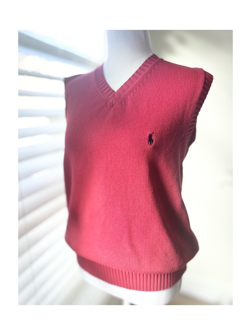 Polo by Ralph Lauren Men's V-Neck Sweater Vest - Rose with Navy Pony